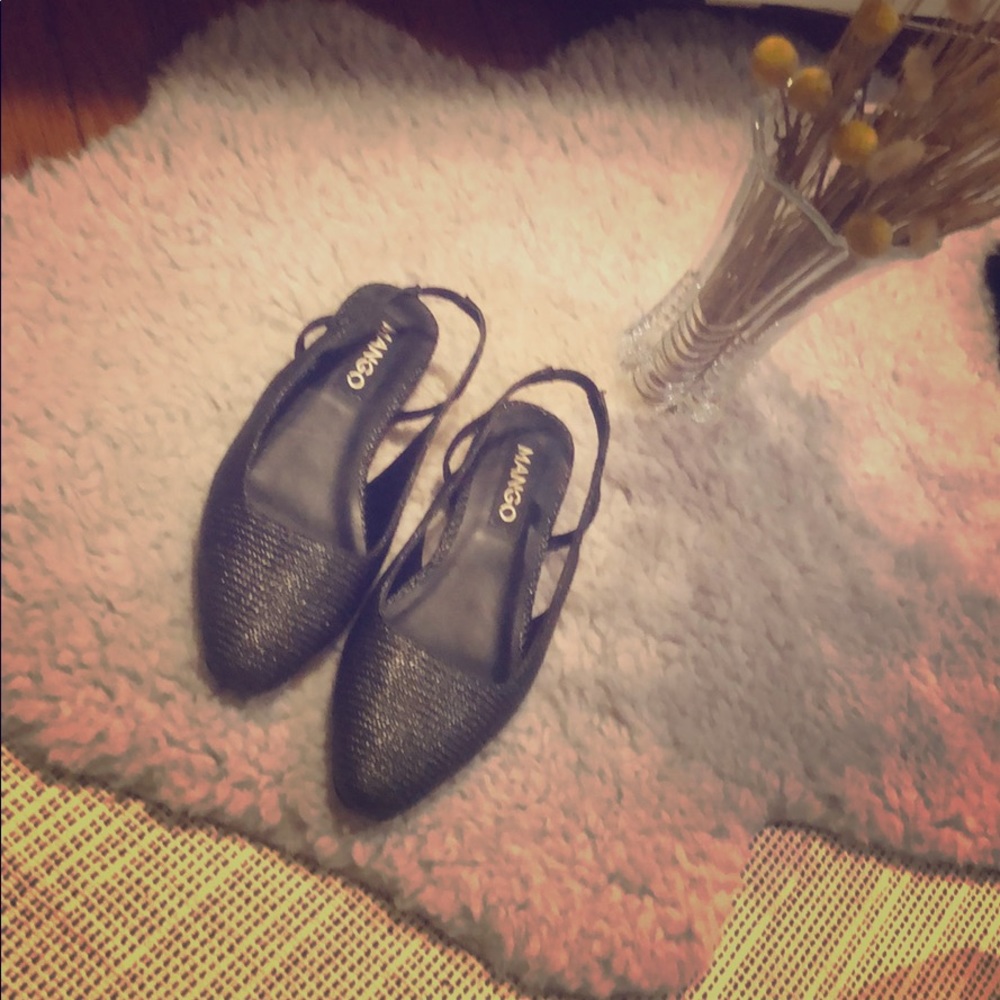 Mango sling back basket weave flats